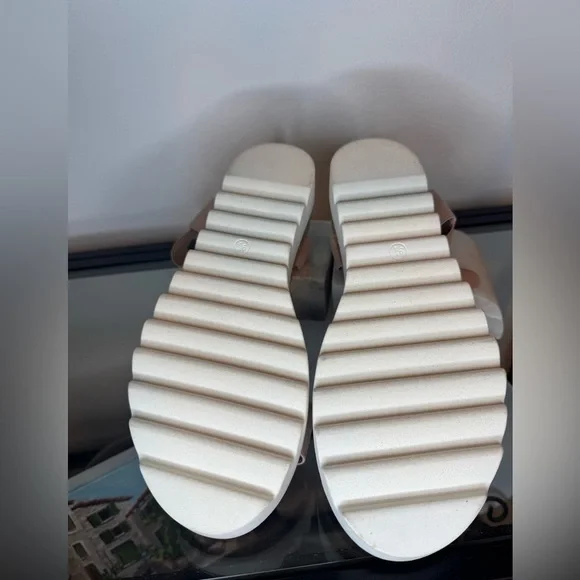 NWOT Sun + Stone Melanyy Laceless Open Toe Wedge Sandals Rose Size 9.5 - Picture 6 of 6